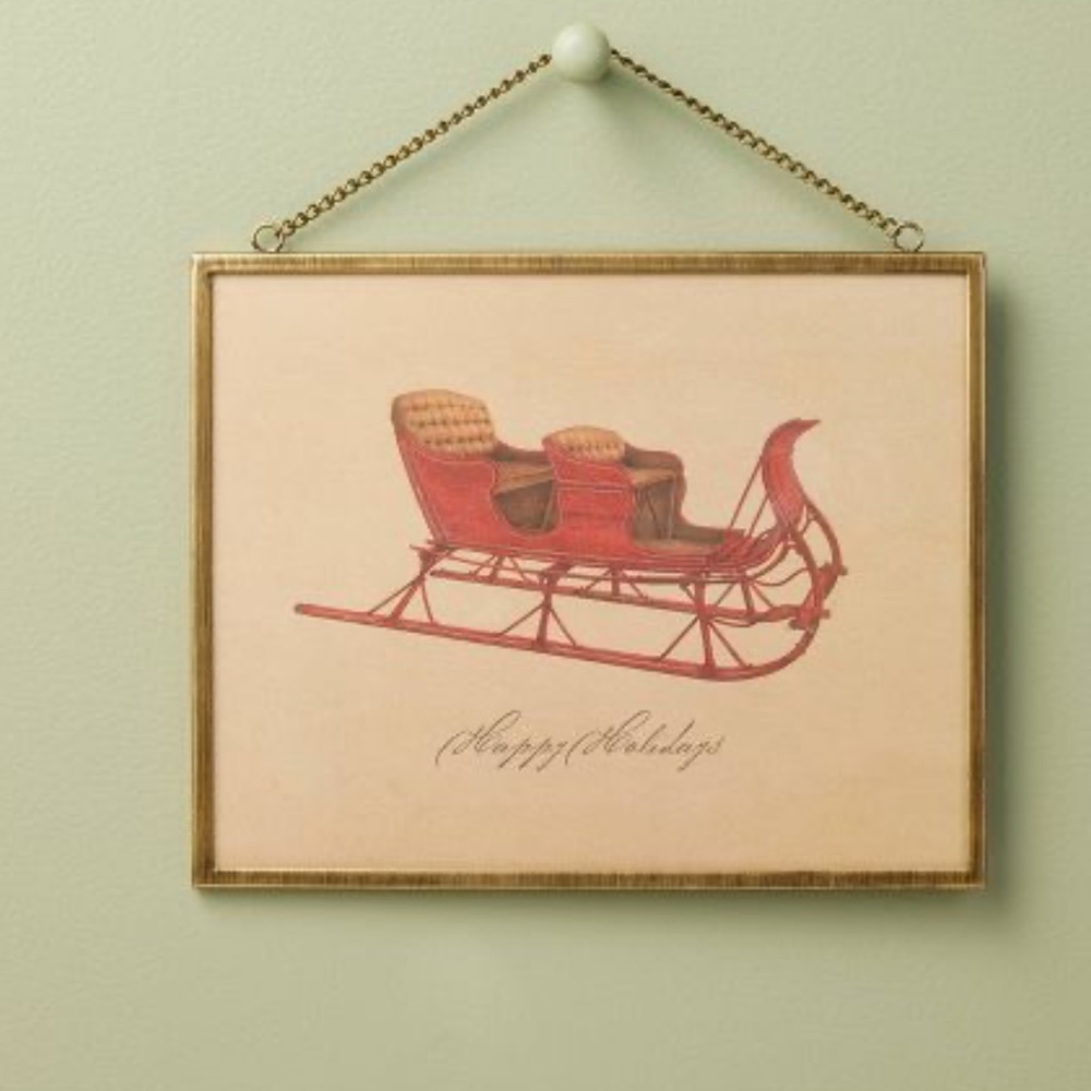 VHTF Hearth & Hand Magnolia 8x10 Vintage Christmas Sleigh Framed Wall Art